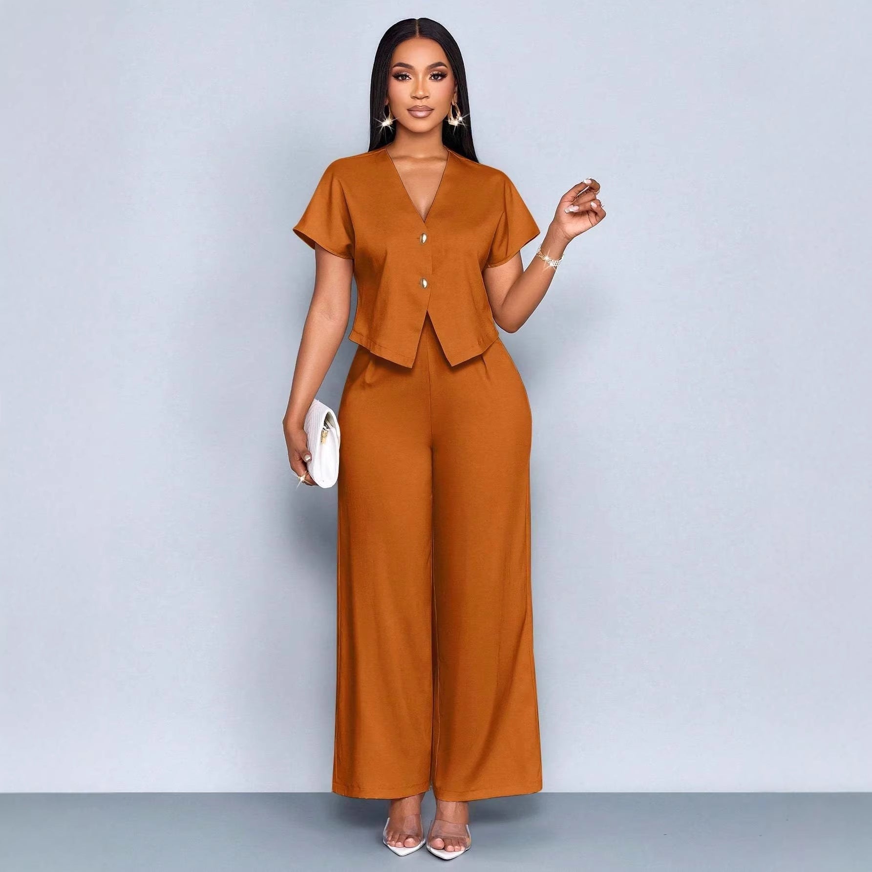 Serena High-Waist Wide-Leg & Cropped Vest Set