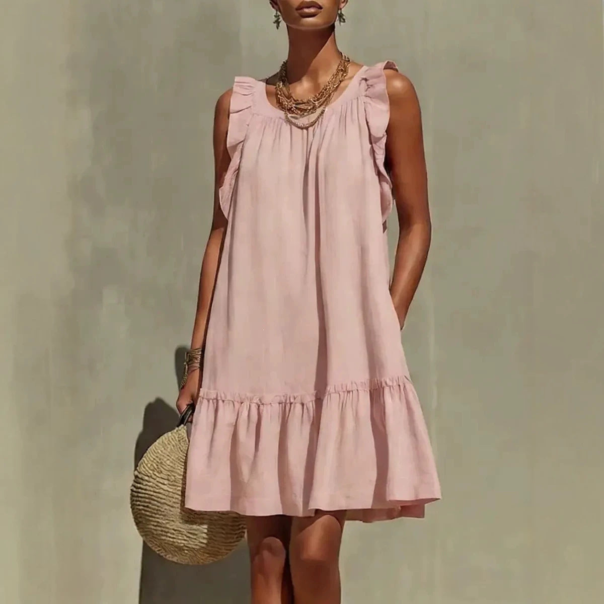 Gabriella Casual Loose Round Neck Sleeveless Dress