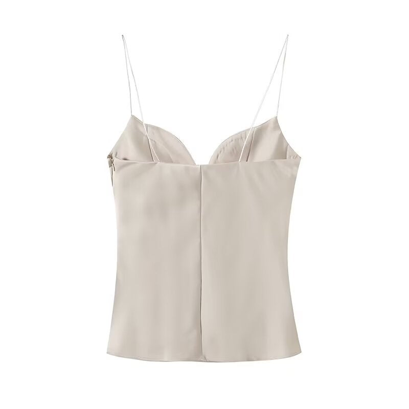 Annie Hot girl heart-shaped collar silk suspender top
