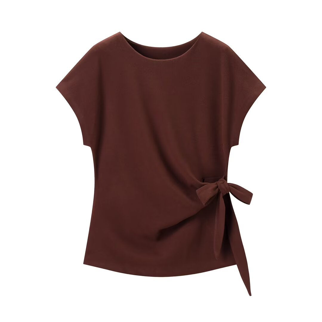 New women's clothing with Western style knot decoration soft top soft flute skirt