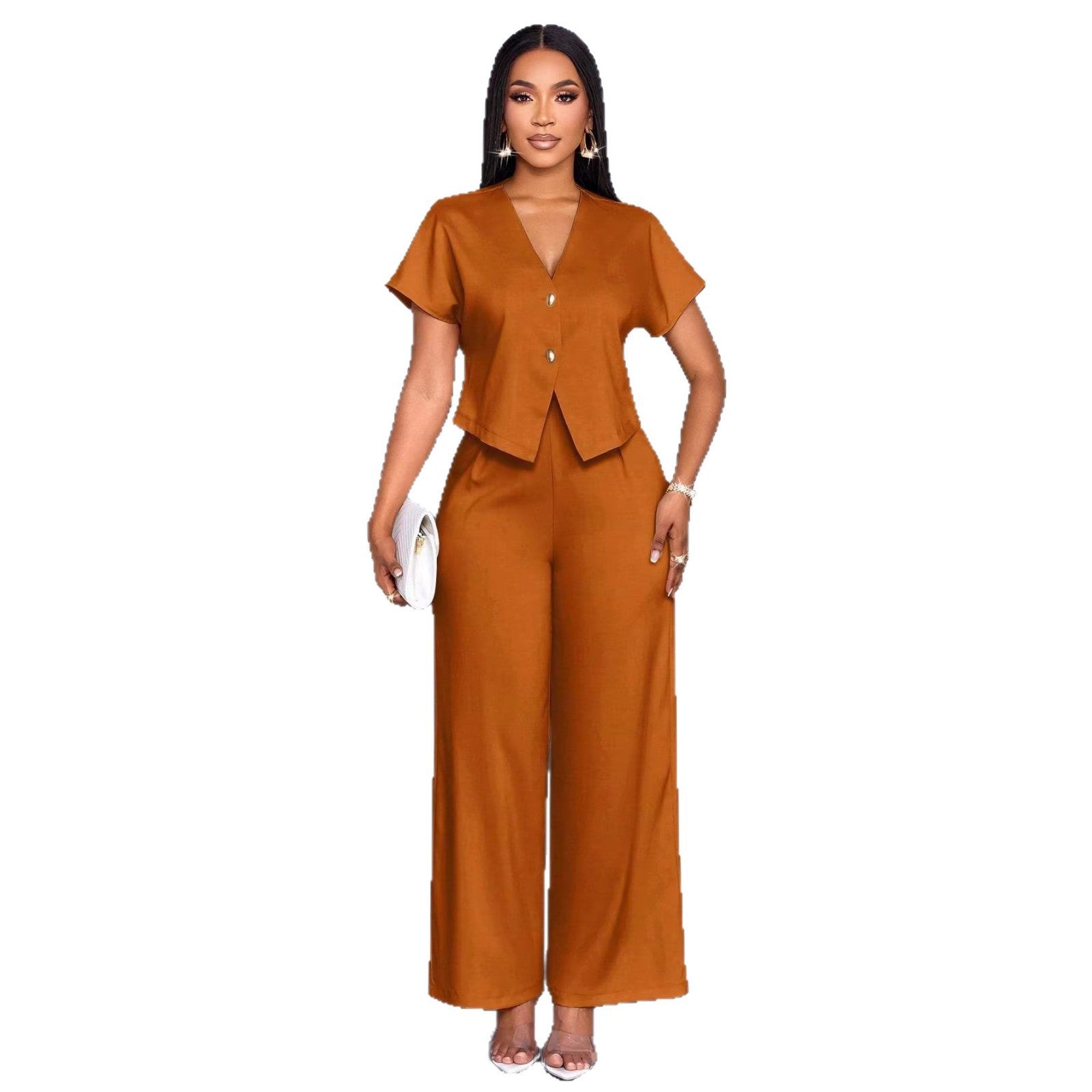 Serena High-Waist Wide-Leg & Cropped Vest Set