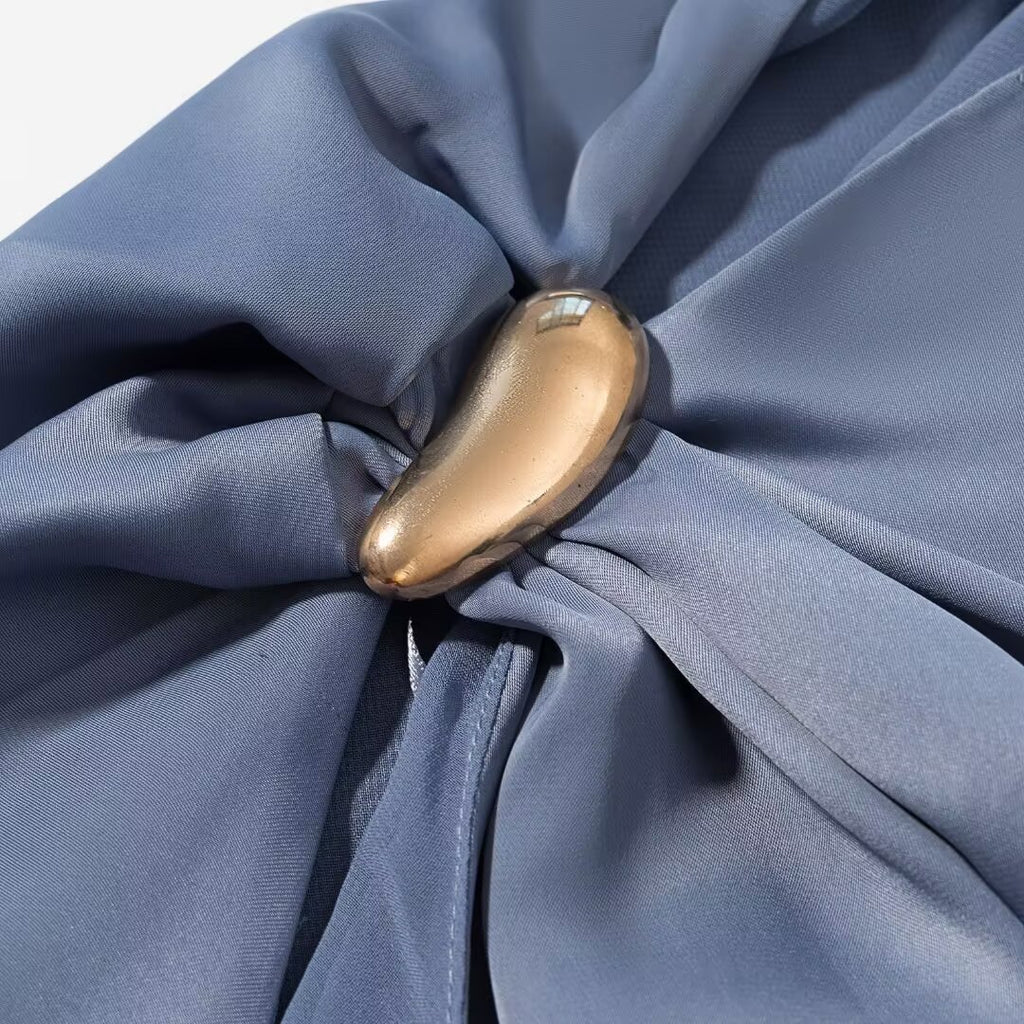 Hepburn style silk satin asymmetrical top