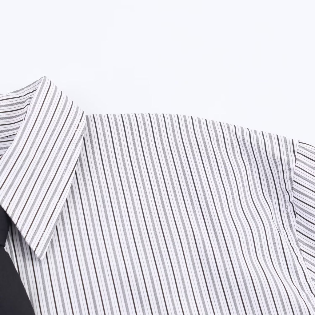 Tie decoration poplin casual shirt