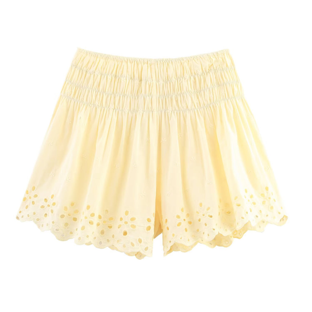 Salma Embroidered Poplin Top+Embroidered Shorts Set