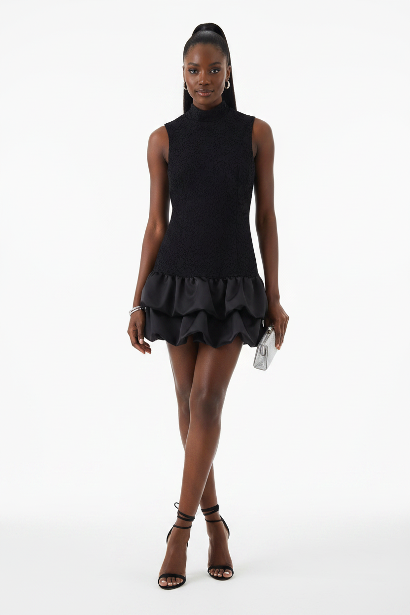 Janet Splicing lace short dress