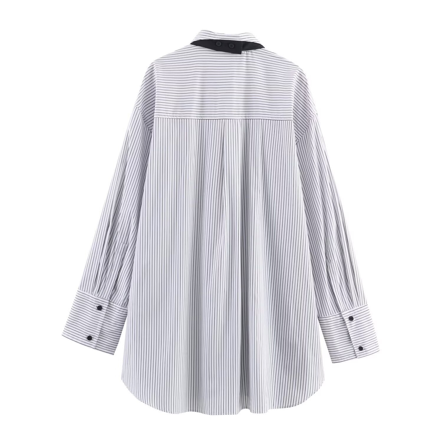 Tie decoration poplin casual shirt