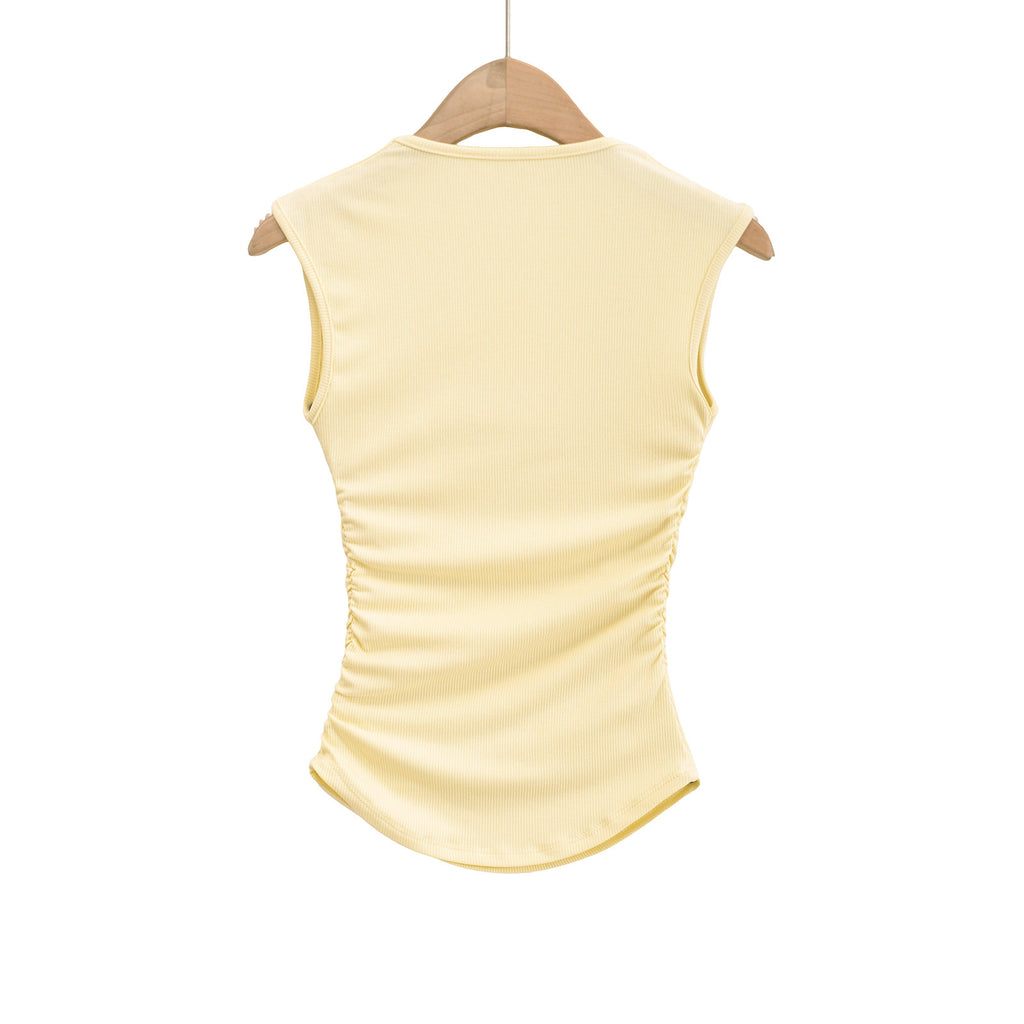 Emie Sweet Summer Ribbed Ruched Top