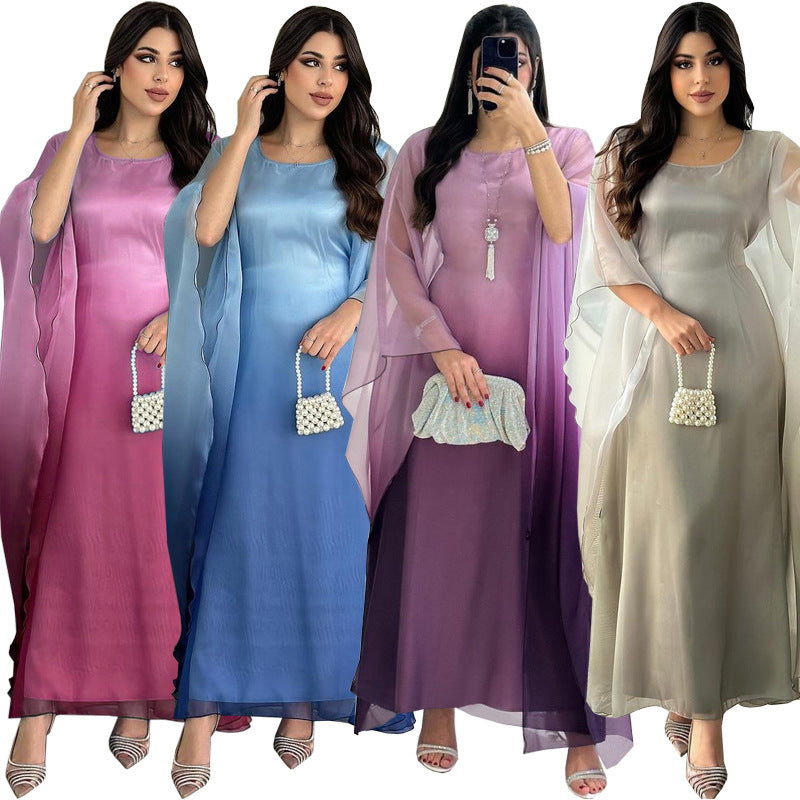 Gradient Satin  One Size Loose Fit with Cinched Waist Dress