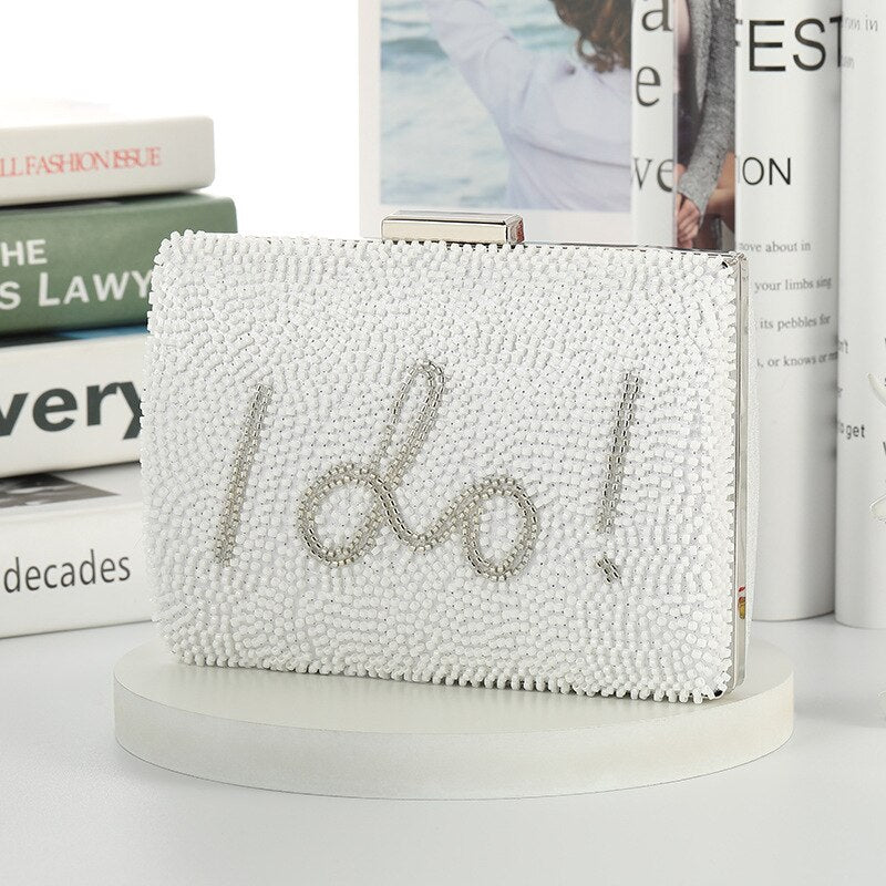 Tiya Wedding White Clutch I Do Letter Evening Bag