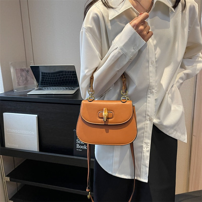 Mary Handheld bamboo shoulder retro saddle bag