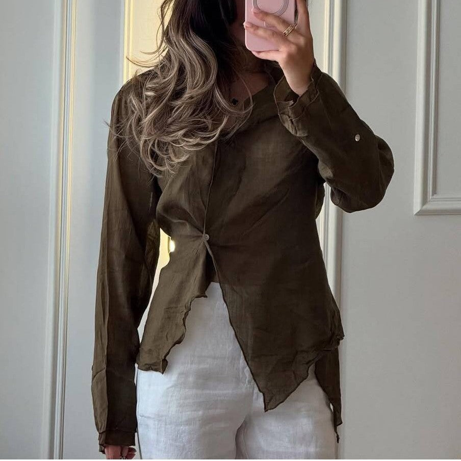 Lily Long Sleeve V-Neck Casual Shirt for Women