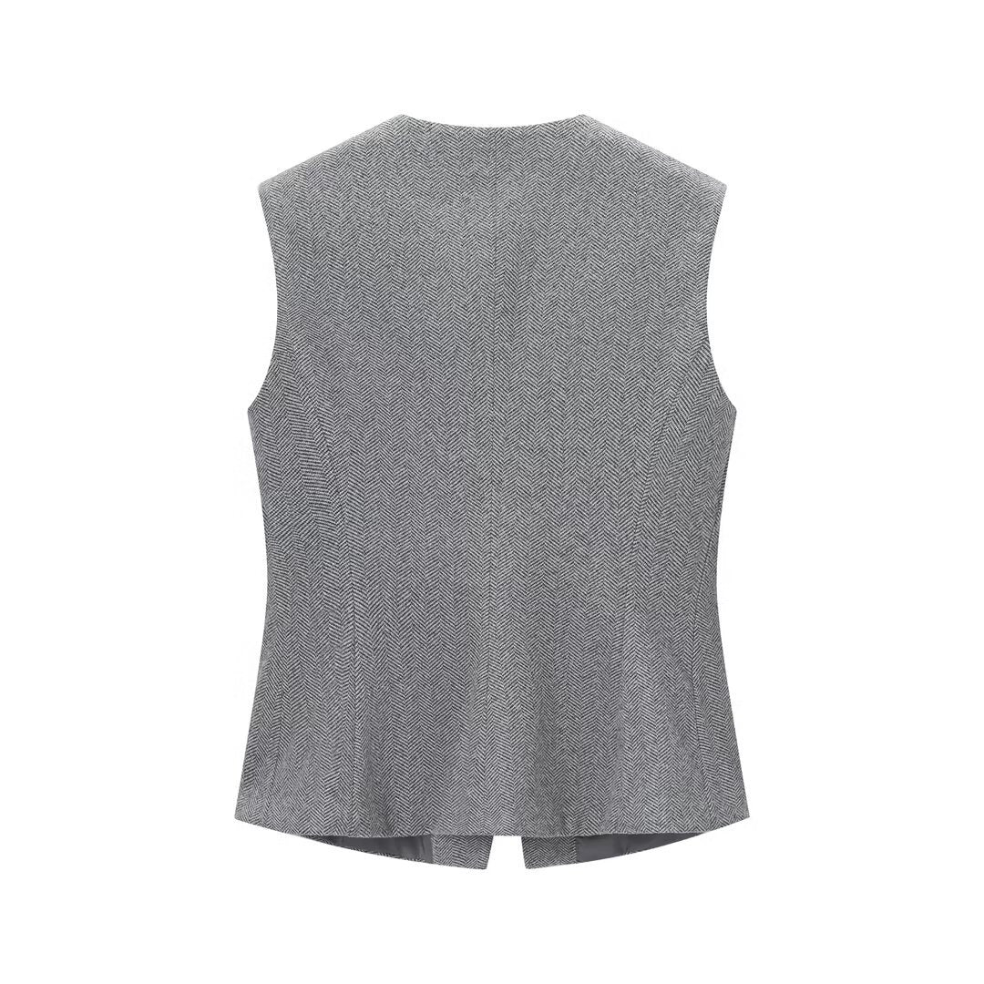 Herringbone A-line vest+flared leggings