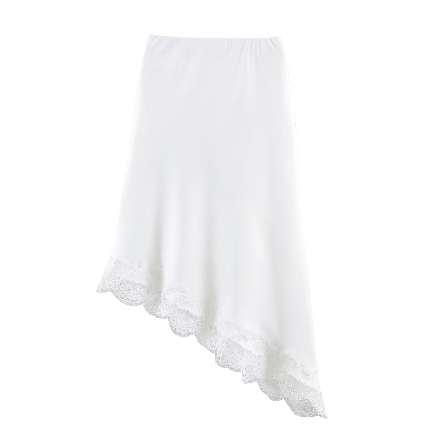 Satin acetate lace patchwork irregular skirt