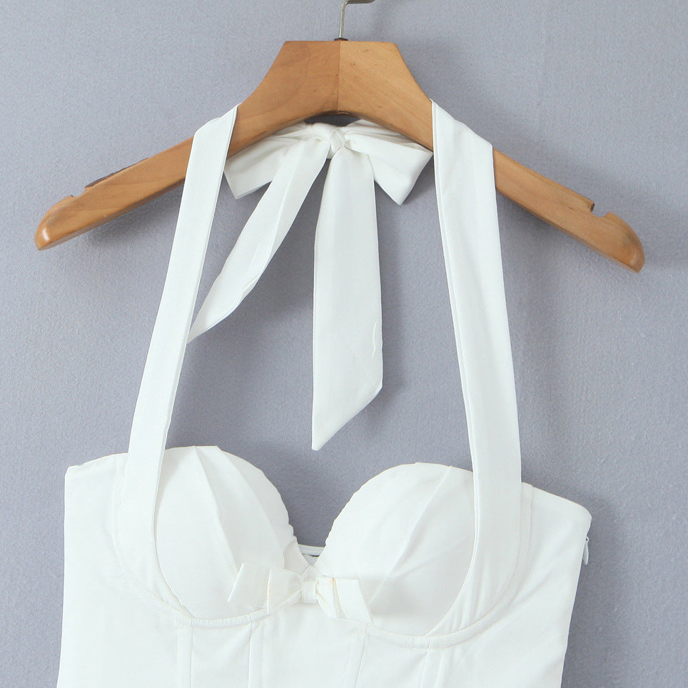 Boned Halter Net Dress ndash; FittedFashionable Versatile Women's Dress