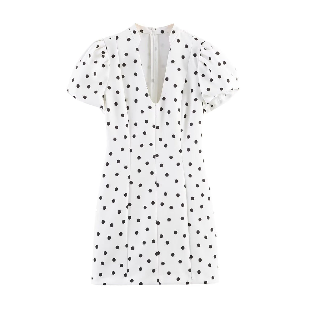 Zena slim fit polka dot short dress