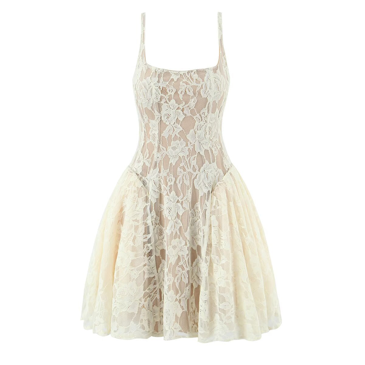 Amina  elegant camisole slimming low cut lace dress