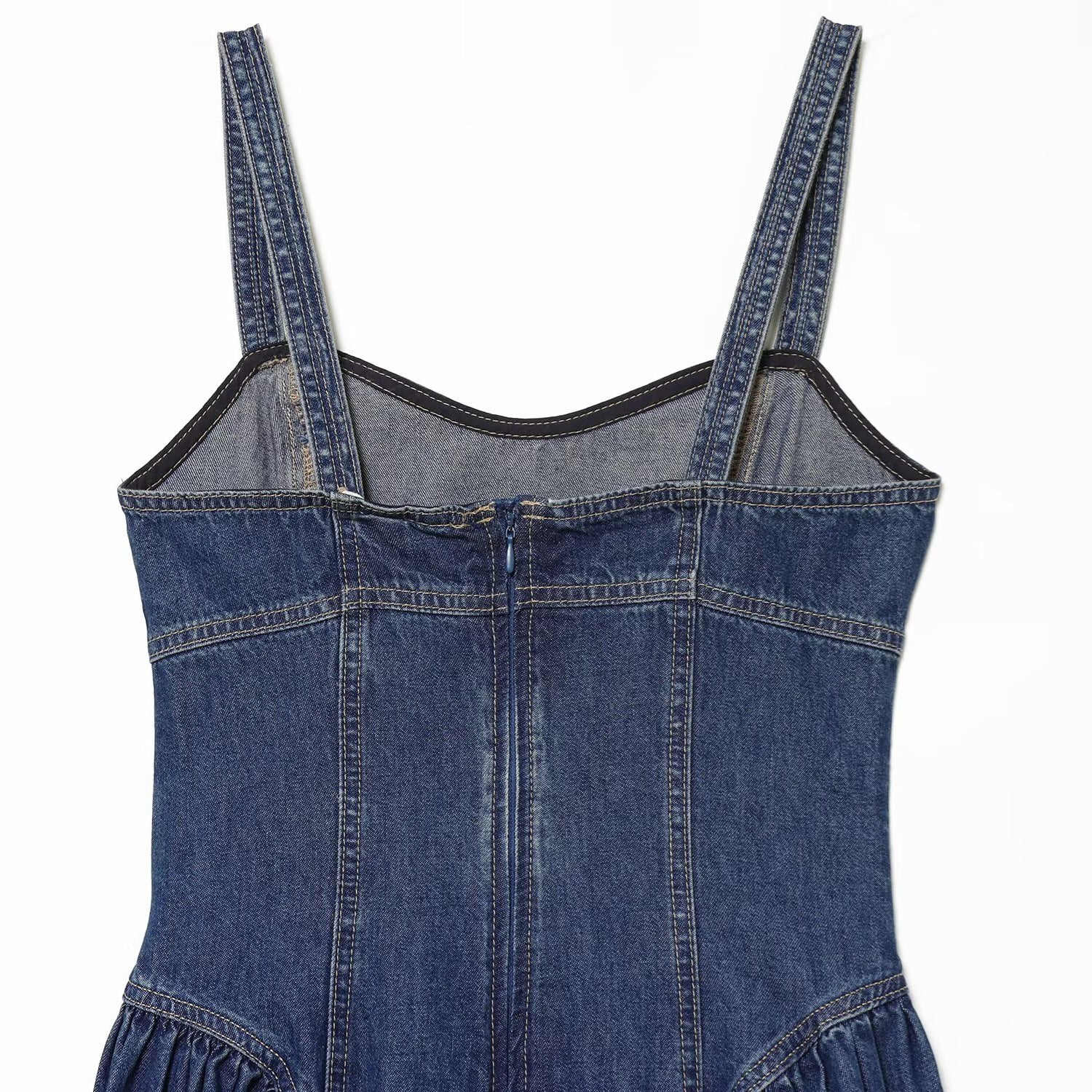 Lisa Casual flared skirt denim camisole skirt