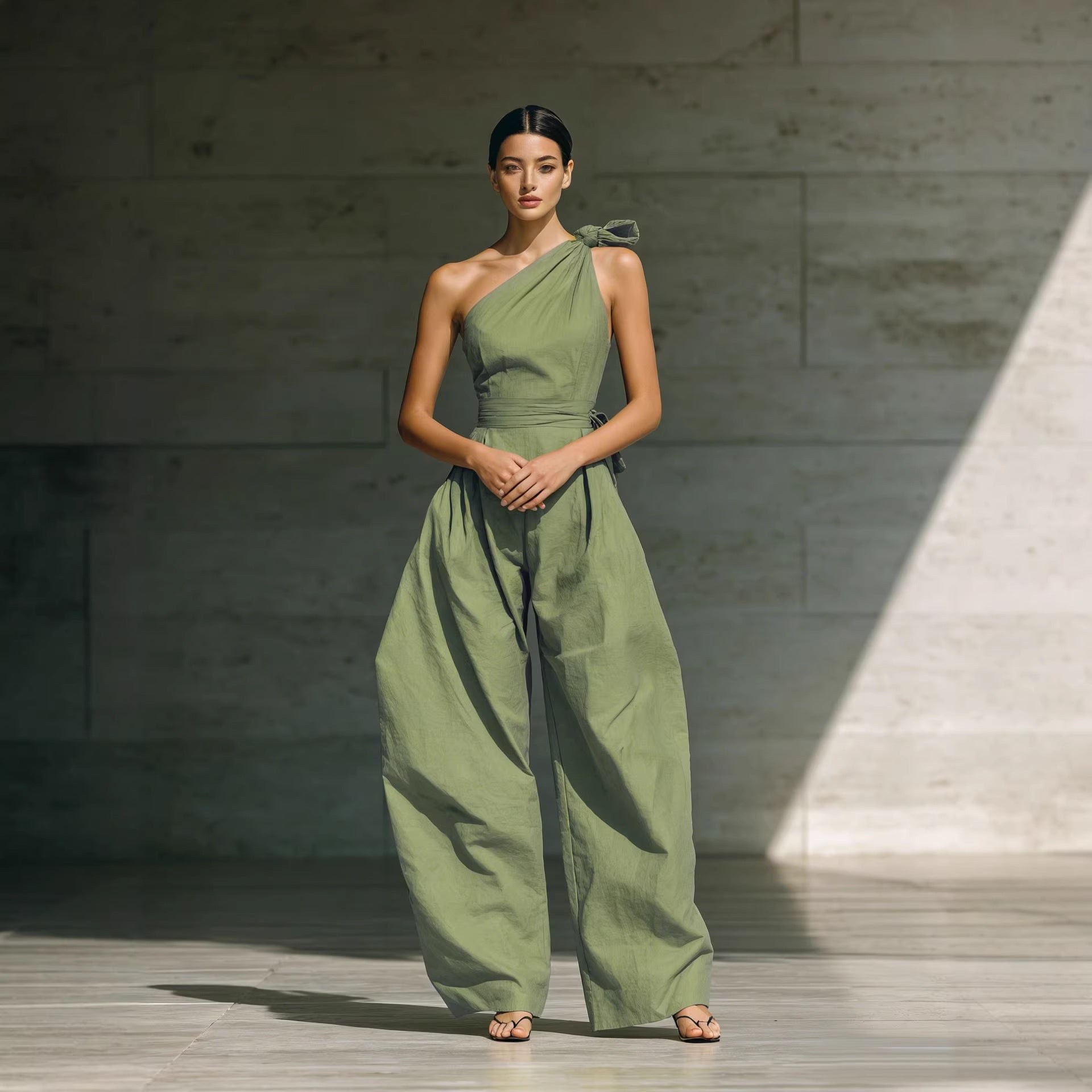 Danielle Sleeveless shoulder cinched jumpsuit