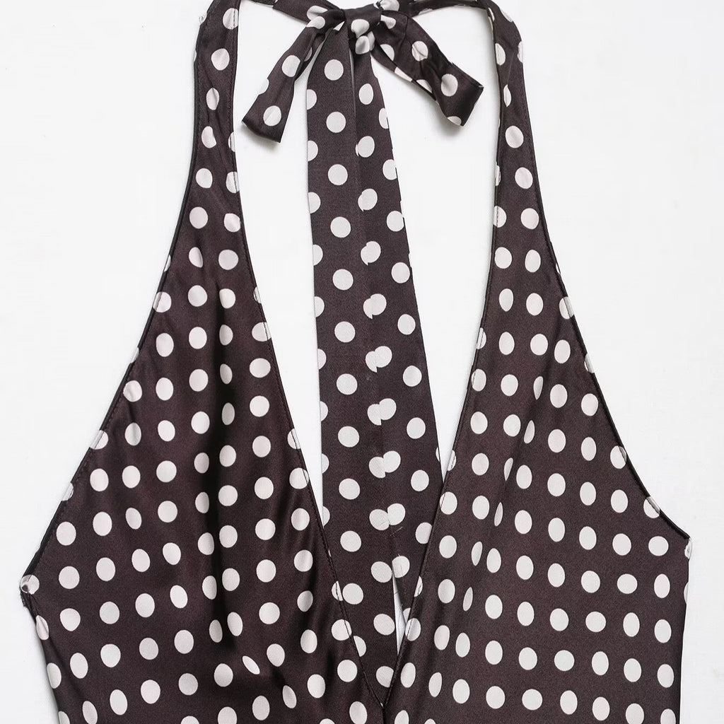 Alice Polka dot halter neck dress