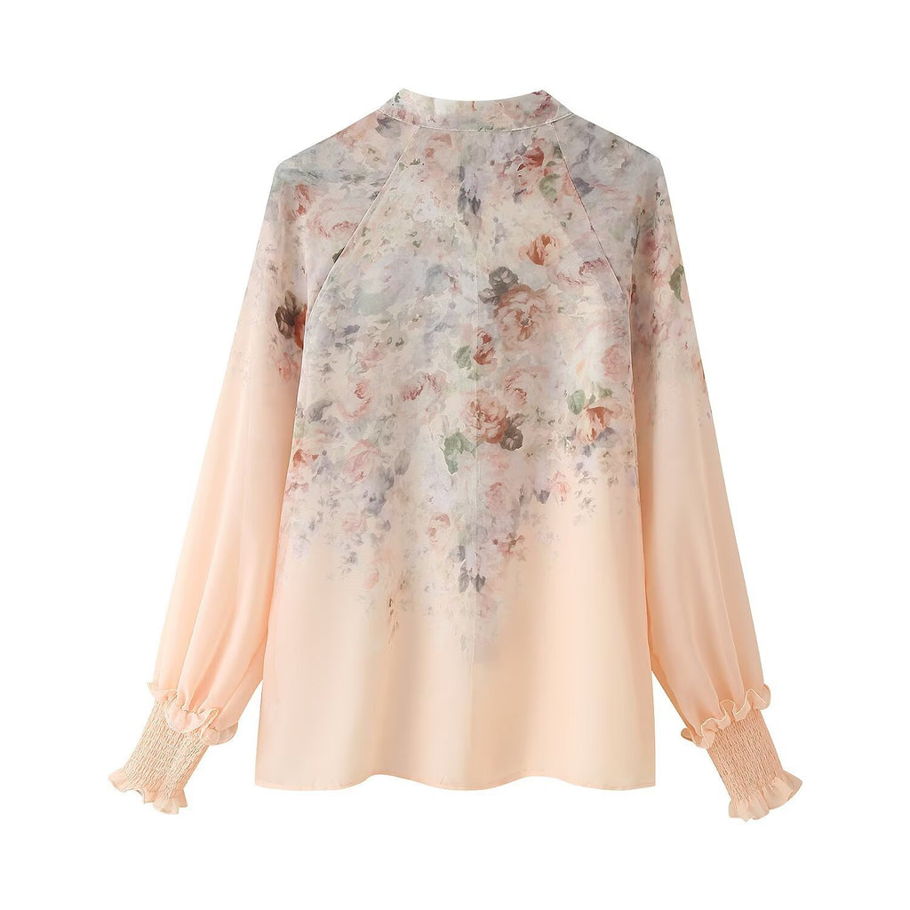 Lydia Flower print long sleeved shirt+skirt set