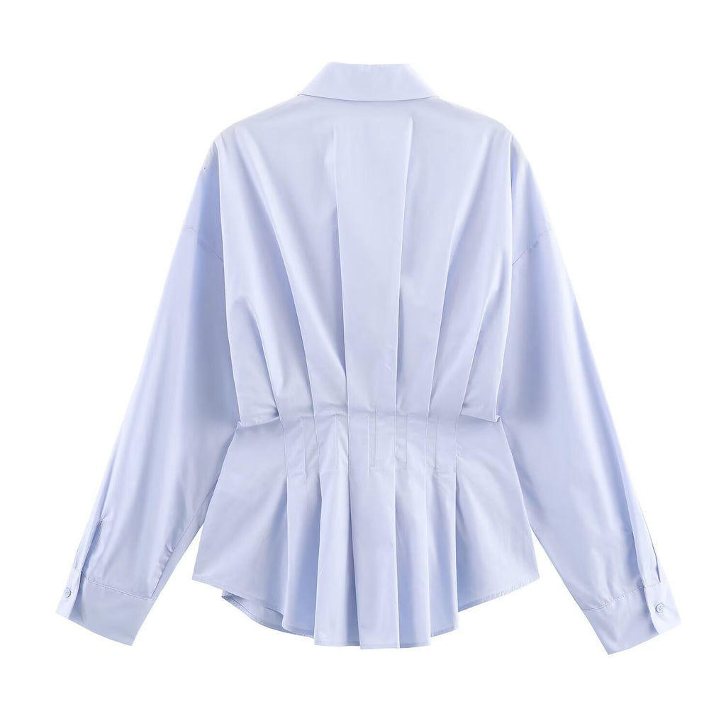 Fashionable Pleated Poplin Shirt