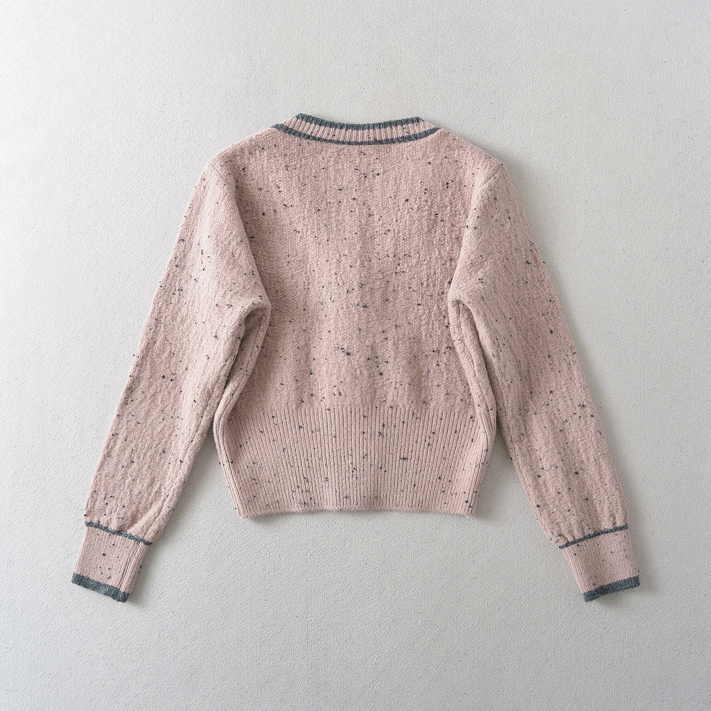 Dora ribbon bow V-neck long sleeved sweater
