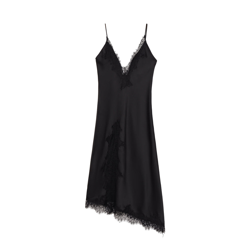 Satin & Chiffon Asymmetric Dress