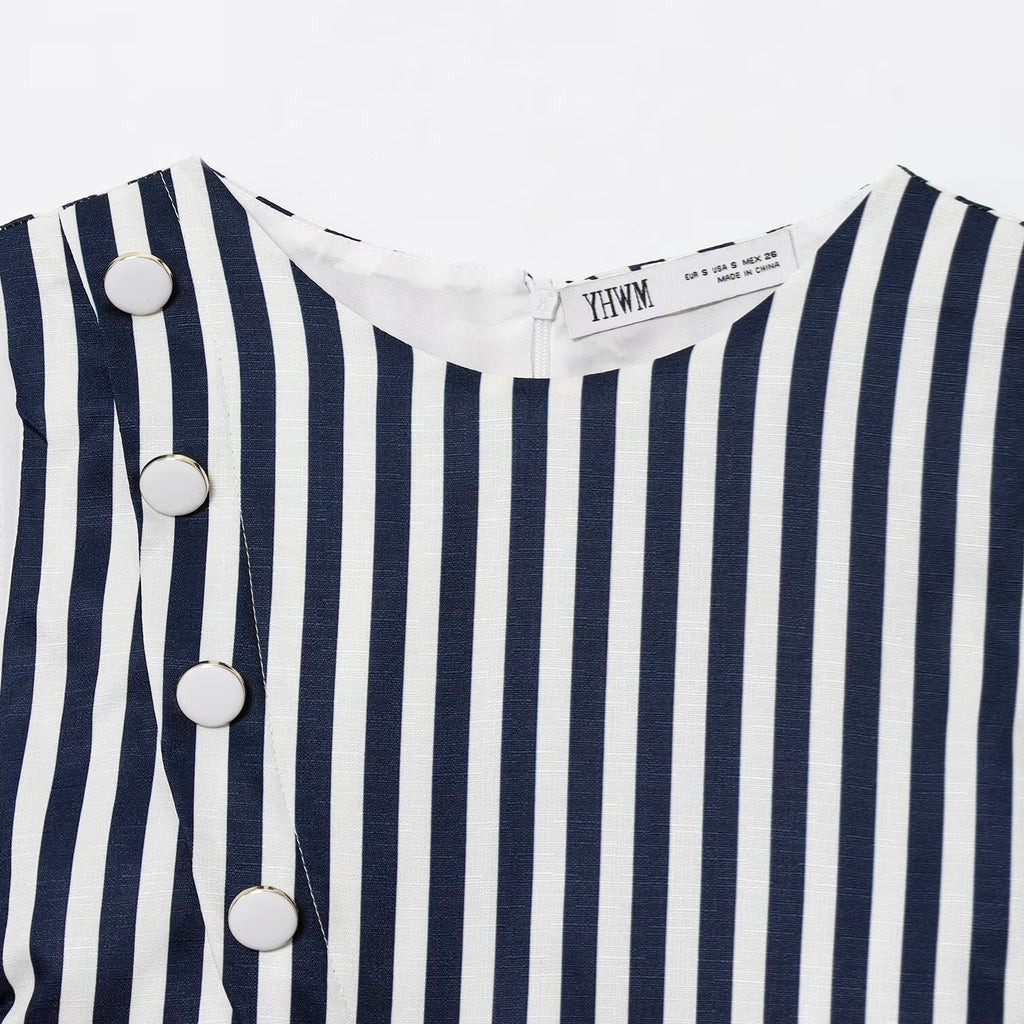 Lisa Linen waist belt patchwork dress
