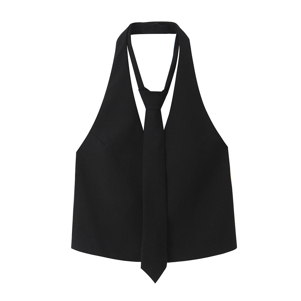Detachable tie decoration vest style neck hanging collar top