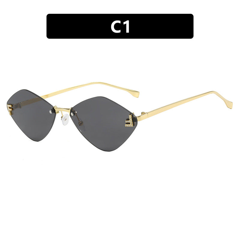 Frameless diamond shaped sunglasses