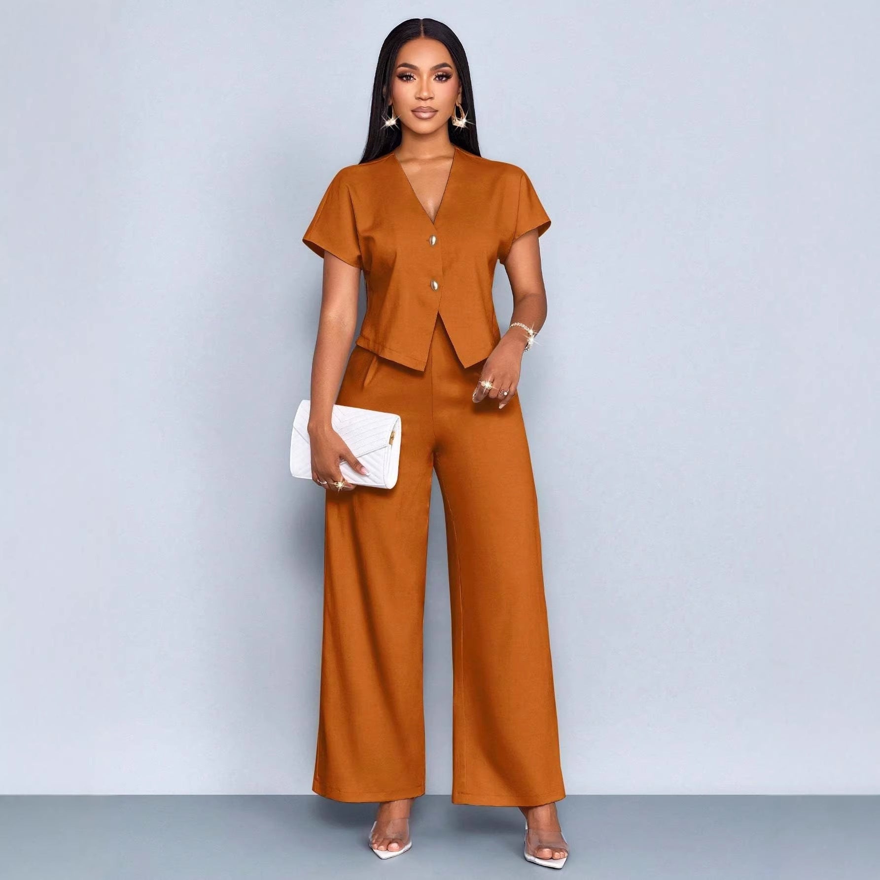Serena High-Waist Wide-Leg & Cropped Vest Set
