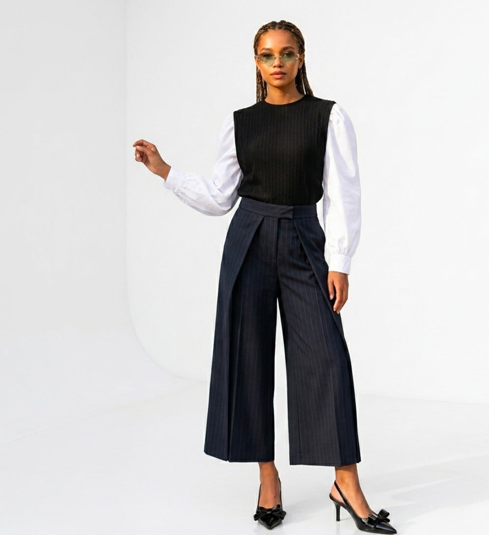 The Monochrome Bishop-Sleeve Vest Top