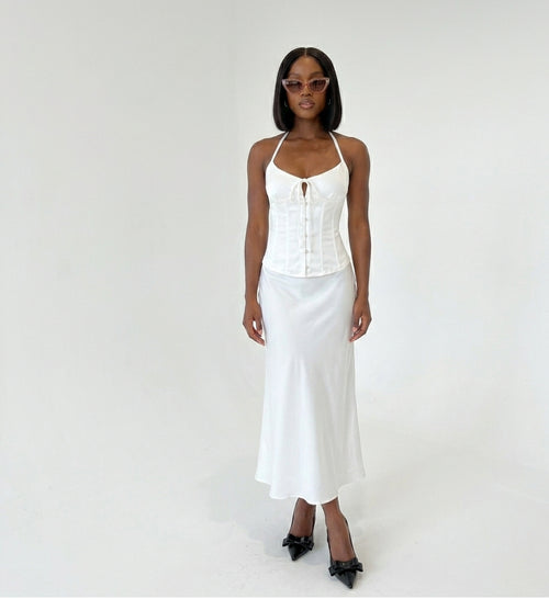 "Isla" Satin Halter adjustable Corset Top