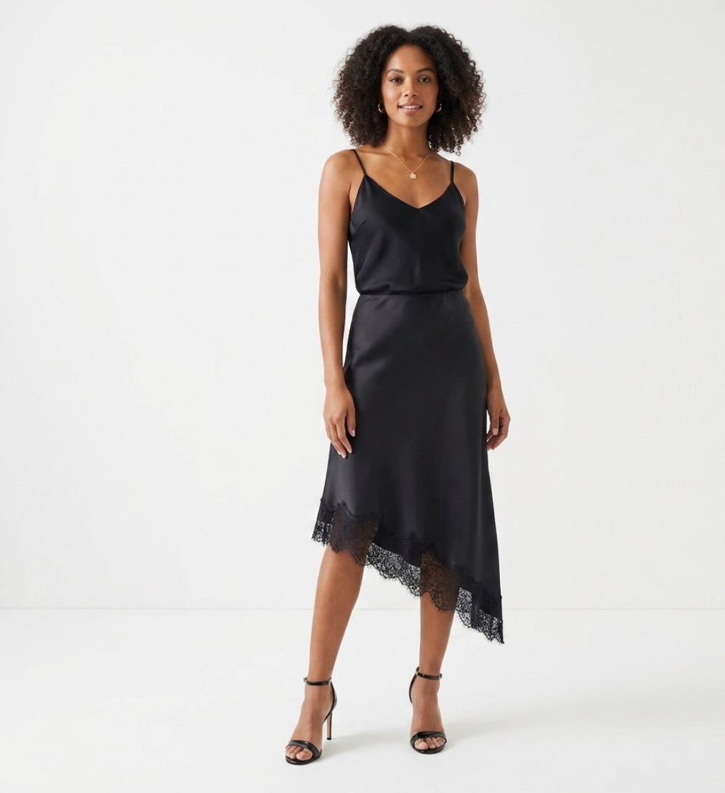 Elysee Satin acetate lace patchwork irregular skirt
